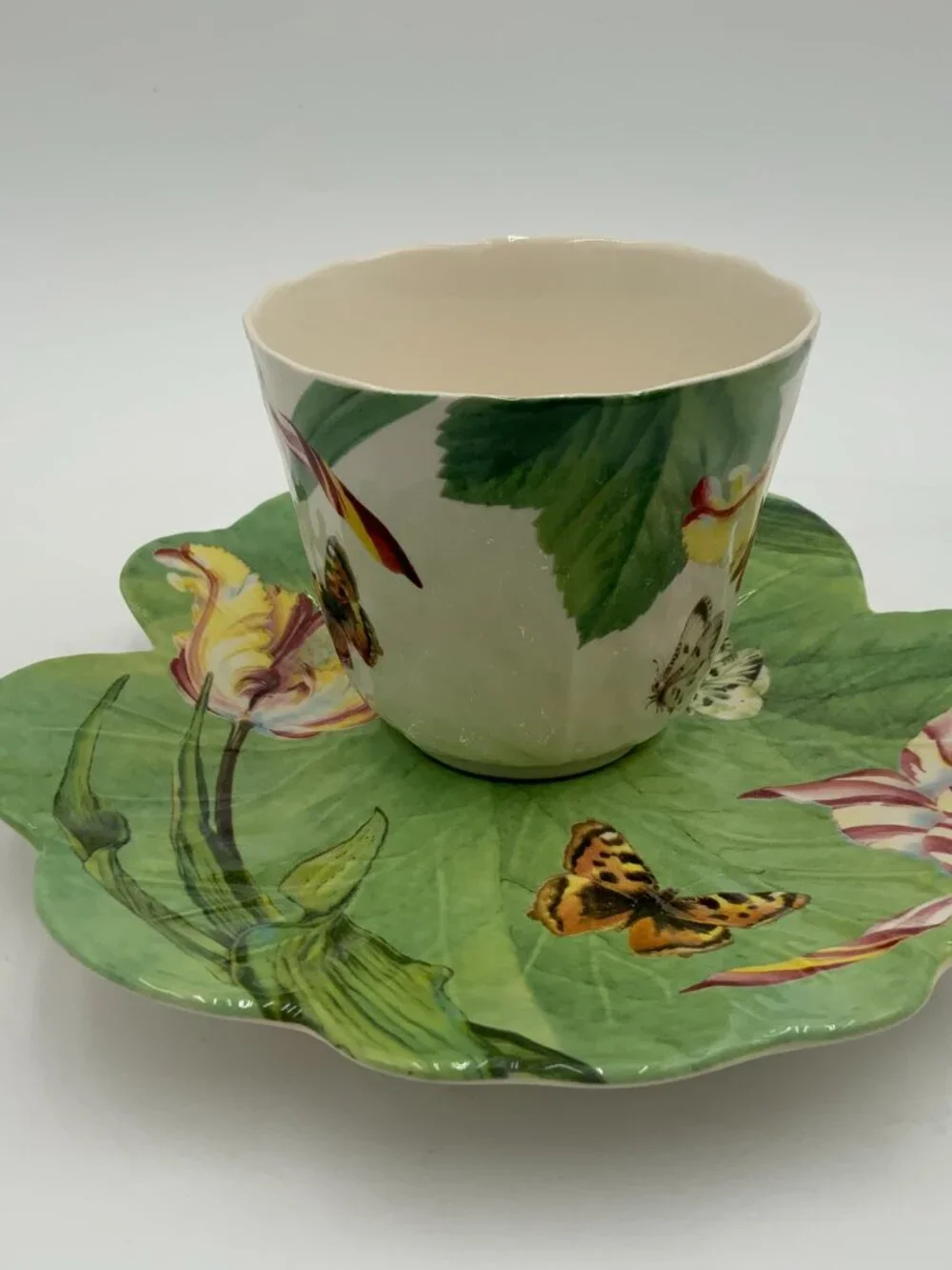 Spode Floral Haven Leaf Shape Flowers and Butterflies 7